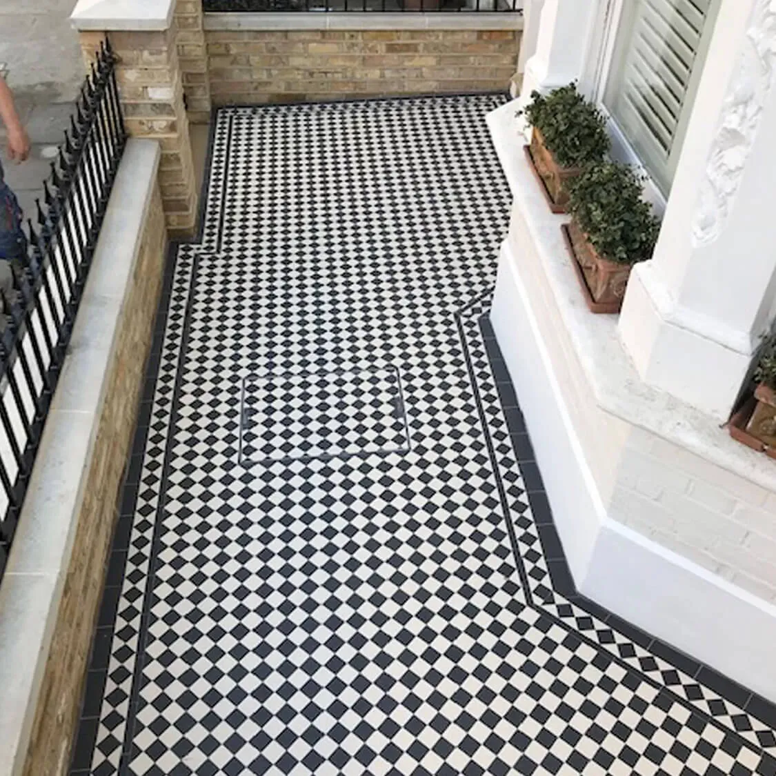 black and white patio
