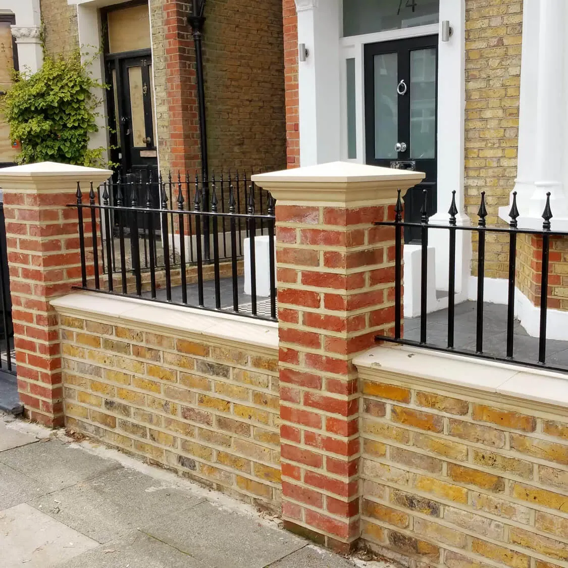 multi brick wall with barriers