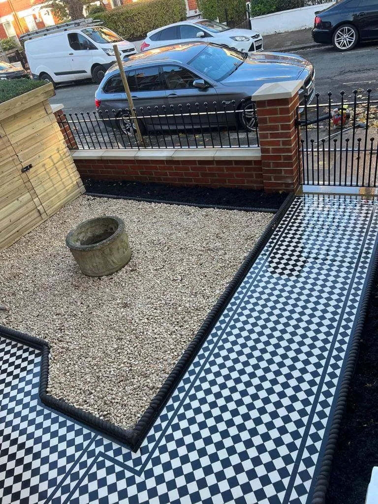 Victorian tiles around front
