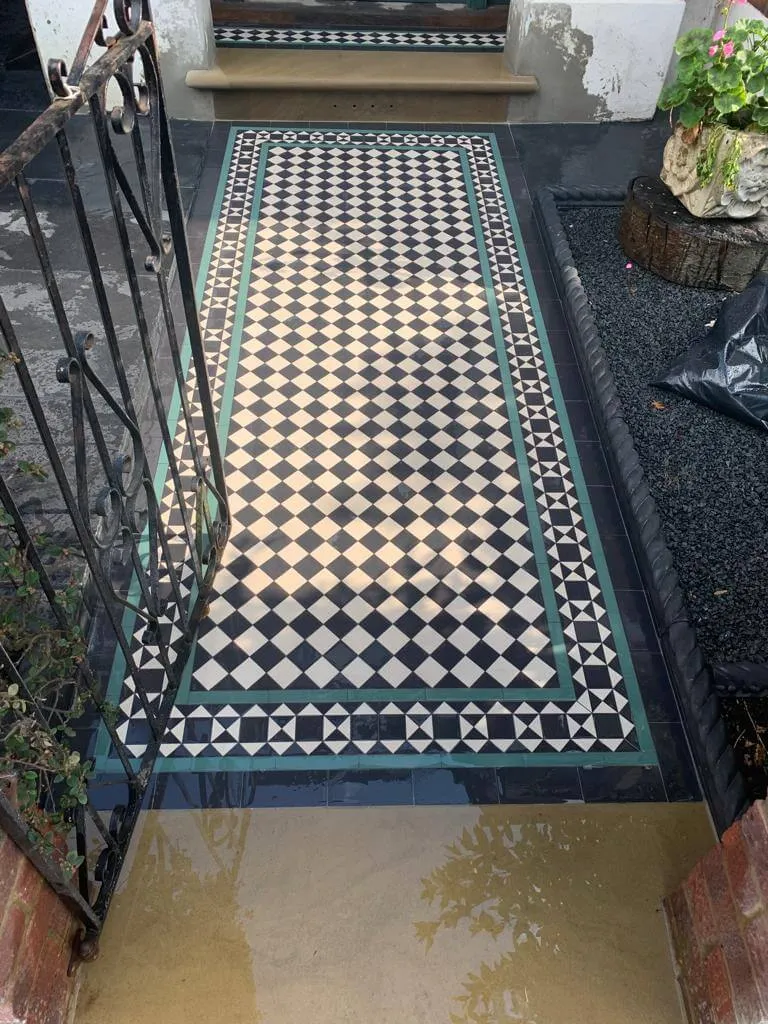 Victorian tiles with green border