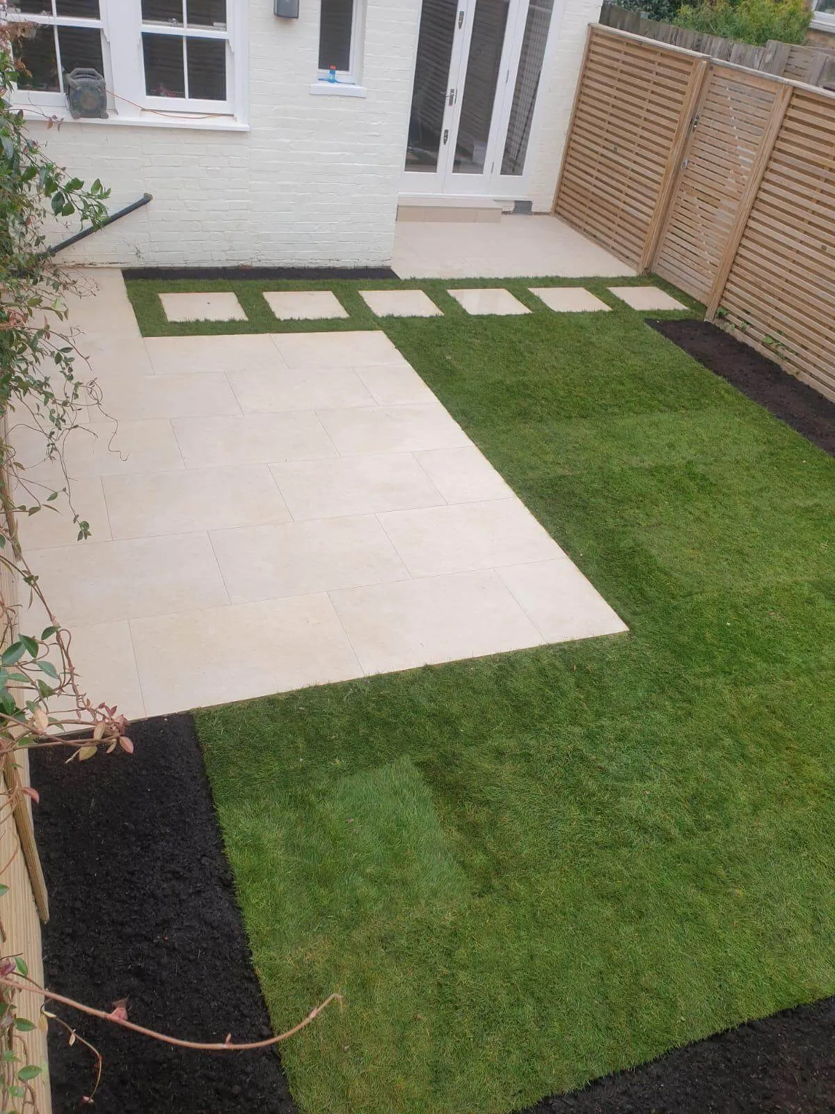 artificial grass with patio