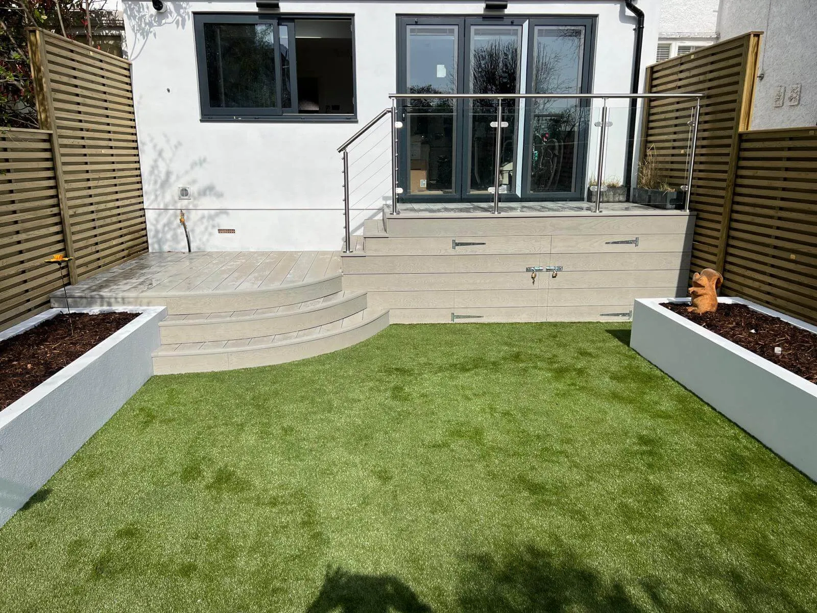artificial grass with decking